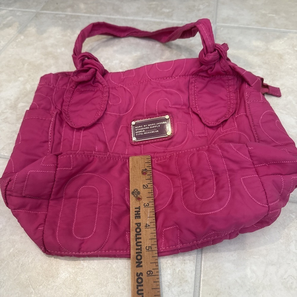 Marc by Marc Jacobs Workwear Pink Quilted Puzzle Shoulder Bag Tote Medium Logo - Picture 12 of 15